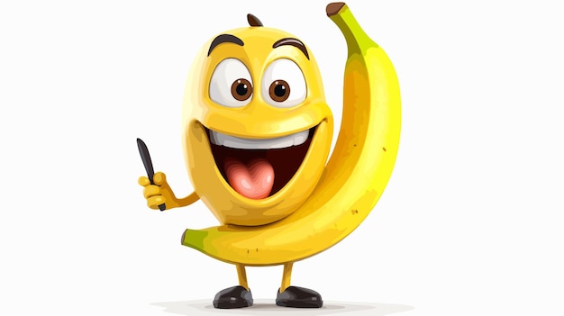 Vector funny and cute banana character expression being cut