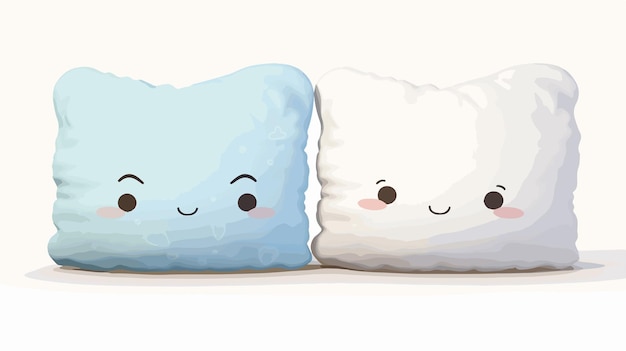 Vector funny and cute beautiful two pillows vector illustration