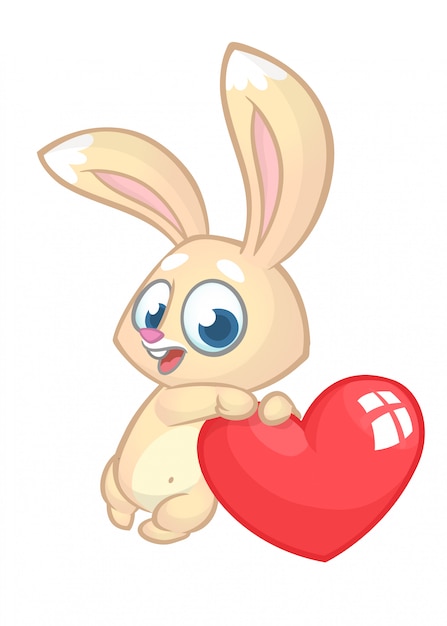 Funny cute Bunny with Heart Love cartoon.