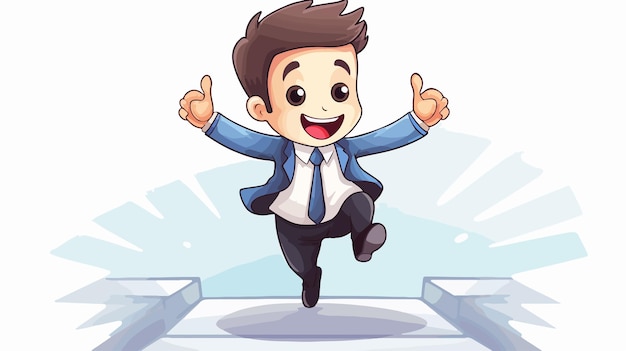 Funny and Cute Businessman Step Up into Success