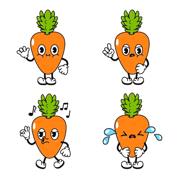 Funny cute carrot characters bundle set