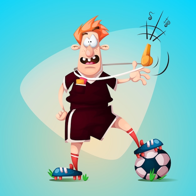 Funny, cute cartoon football referee.