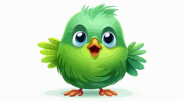 Vector funny and cute colorful green bird vector illustration