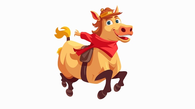 Vector funny and cute cow playing horse ride vector illustration