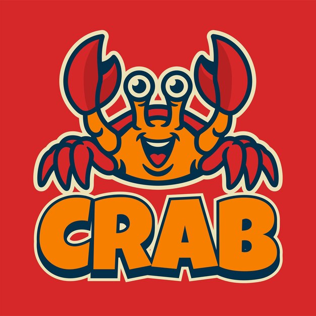 Funny Cute Crab Cartoon Mascot Logo