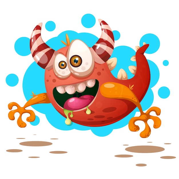 Funny, cute crazy pumpkin character. Halloween illustration.