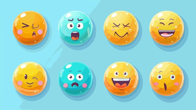 Vector funny cute emoji sticker set