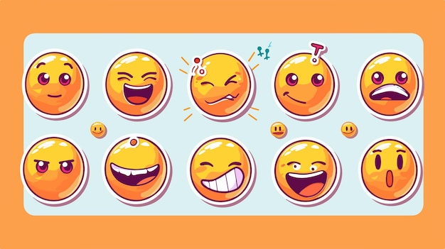 Vector funny cute emoji sticker set