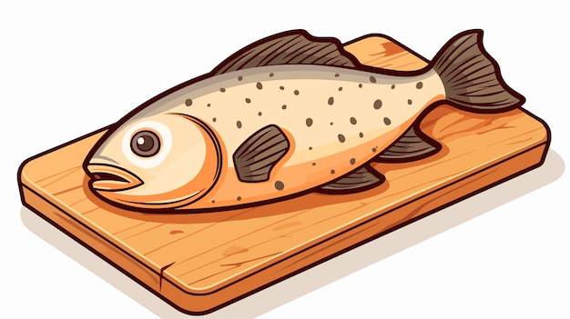 Funny and Cute Fish Meat on Cutting Board