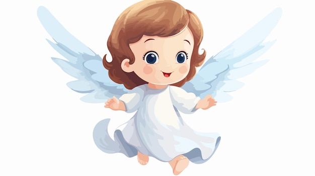 Vector funny and cute flying little angel vector illustration