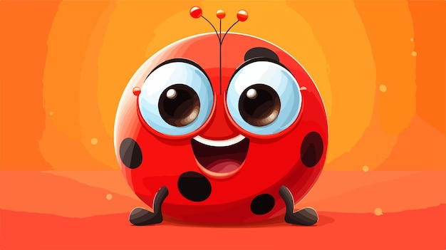 Vector funny and cute ladybug crawling and smiling vector illustration