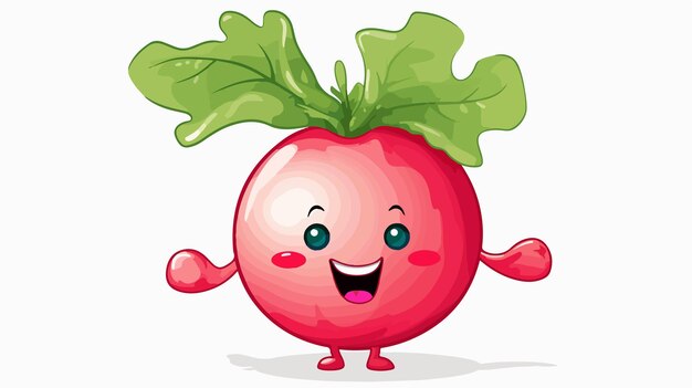 Vector funny and cute radish smiling happily vector