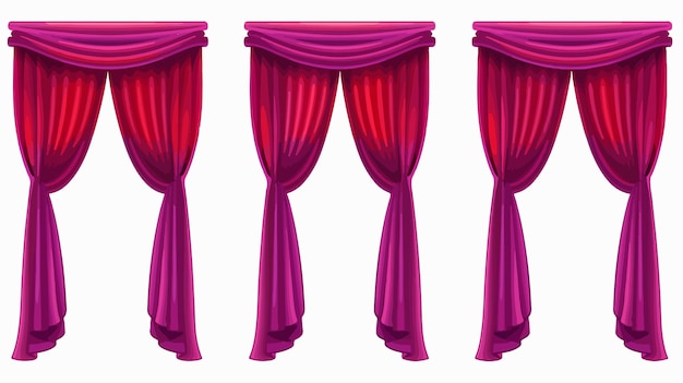 Vector funny and cute red purple curtains for interior decor