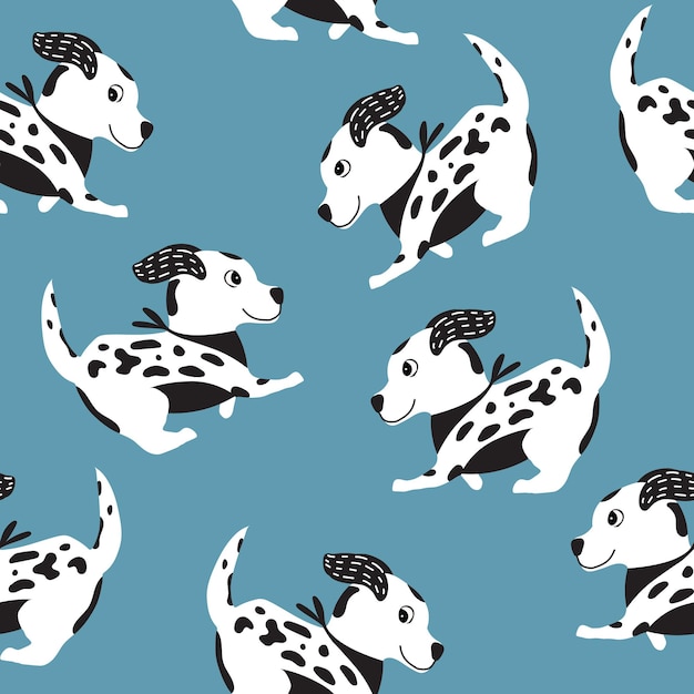 Funny cute seamless pattern with a dog