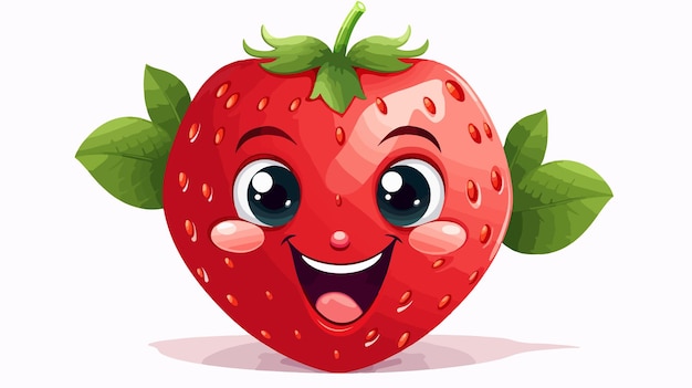 Funny and Cute Smiling Strawberry Cartoon Vector Illustration