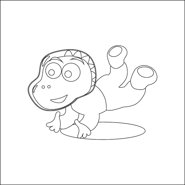 Funny dino astronaut in space Dinosaur in outer space for kids activity colouring book or page