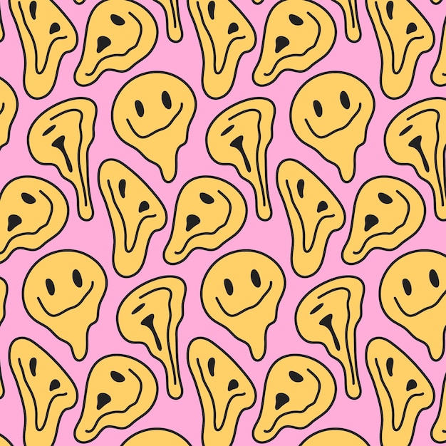 Vector funny distorted emoticon pattern template