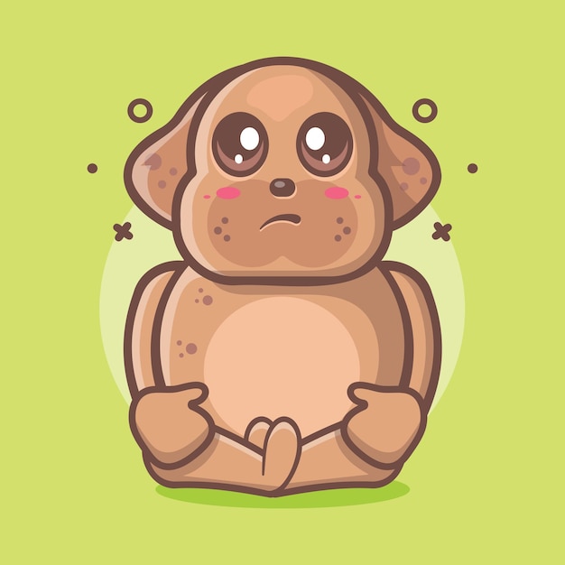 funny dog animal character mascot with sad expression isolated cartoon in flat style design