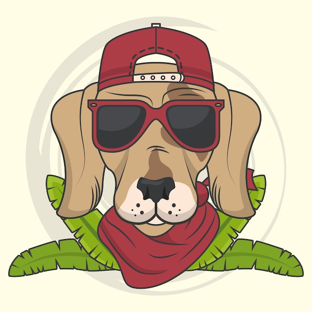 Funny dog with sunglasses cool style