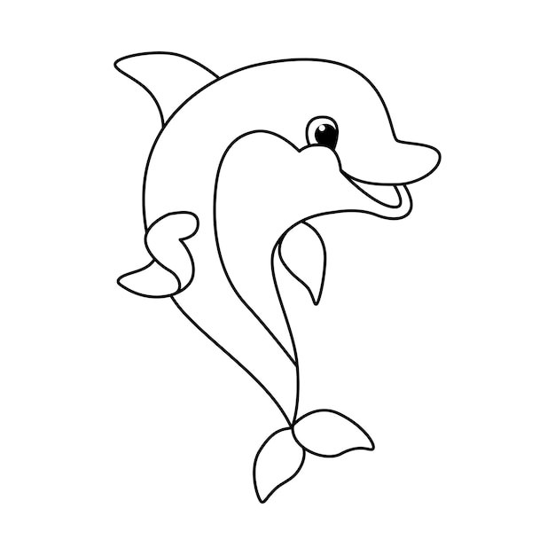 Funny dolphin cartoon characters vector illustration For kids coloring book