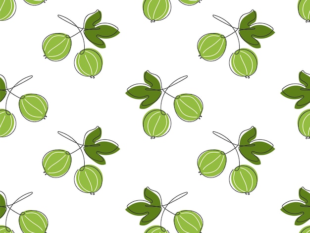 Vector funny doodle drawn gooseberry seamless pattern summer healthy vitamin berry background abstract food