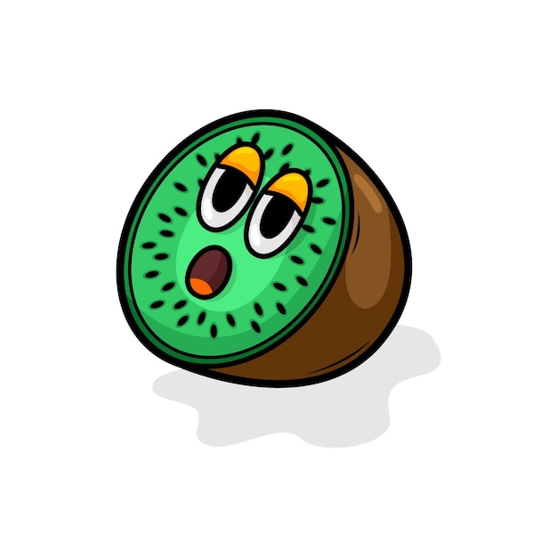 Vector funny doodle fruit cartoon with cute expression