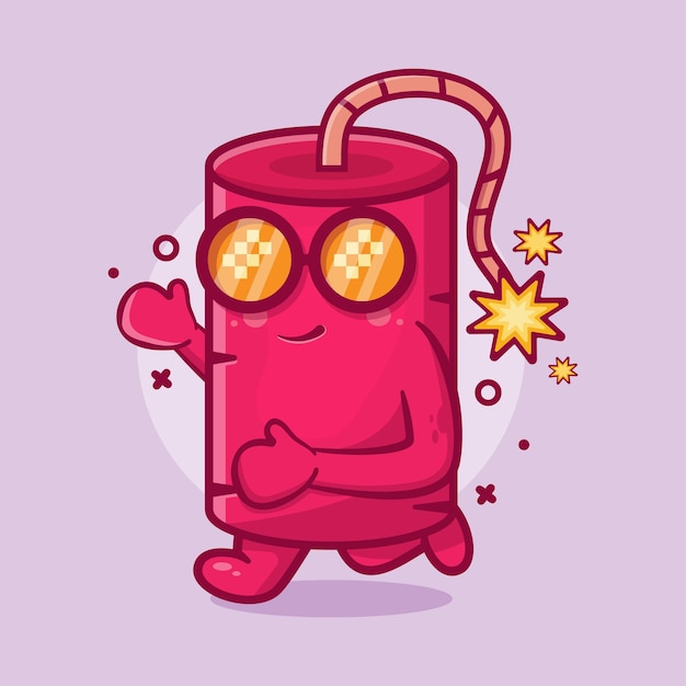 funny dynamite bomb character mascot running isolated cartoon in flat style design