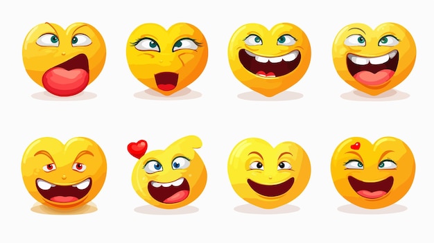 Funny Emoticons Isolated Set Expressions of Anger Joy Sickness and Devilishness