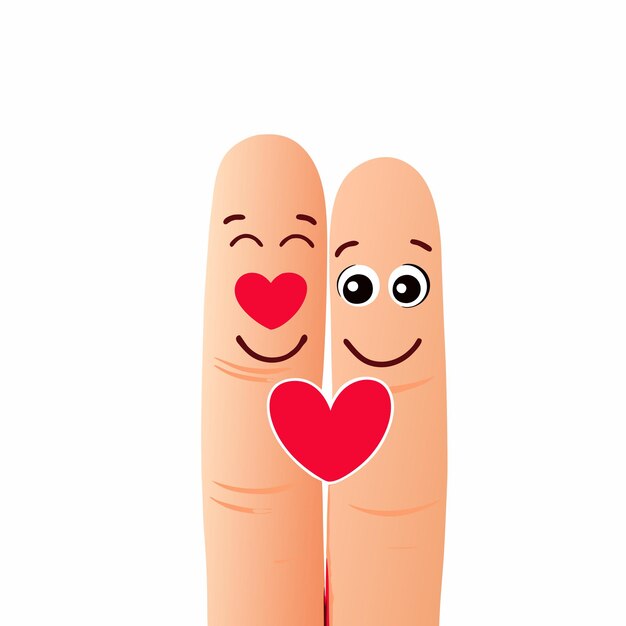 Funny fingers with faces in love vector 2