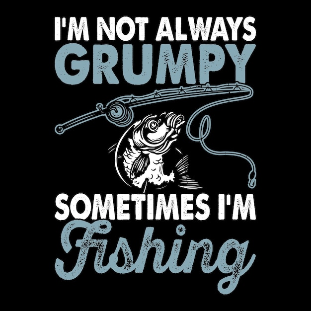 Vector funny fishing fisherman retro vintage fish tshirt design