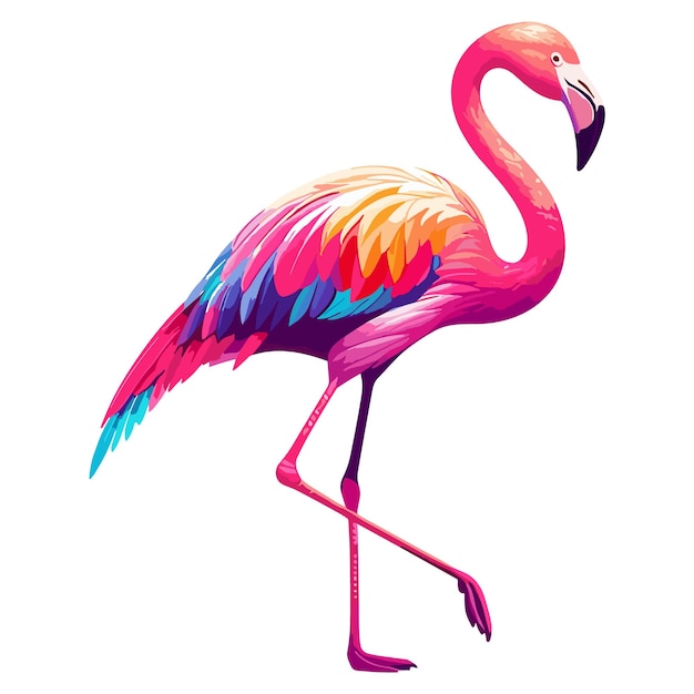 Funny Flamingo in vector style isolated on white