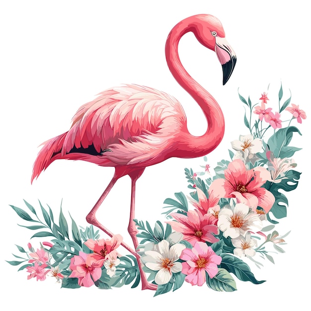 Funny Flamingo in vector style isolated on white