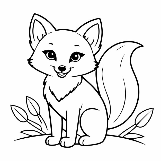 Vector funny fox doodle for kids page