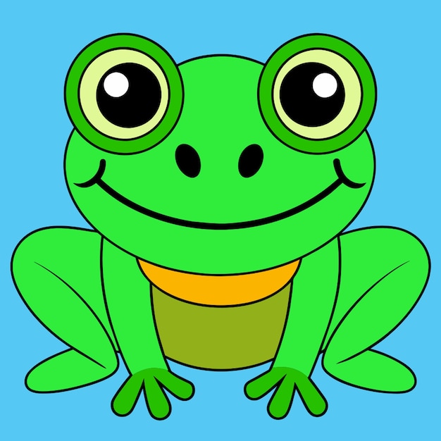 funny frog flat color vector silhouette vector illustration kawaii