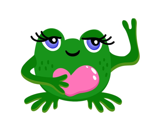 Funny froggy with a heart Vector isolated illustration