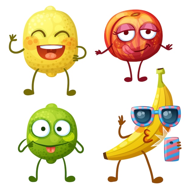 Funny fruit character isolated on white background