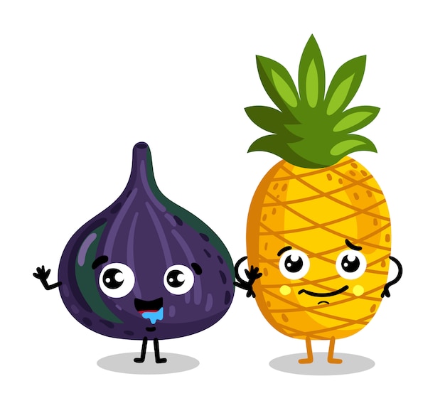 Funny fruit isolated cartoon characters