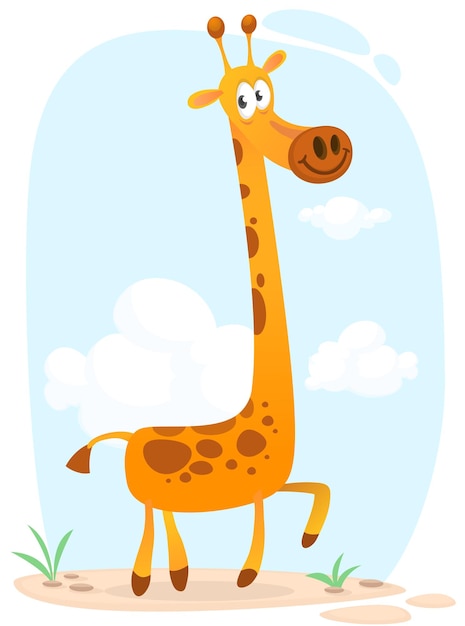 Funny giraffe cartoon design Vector illustration isolated on white