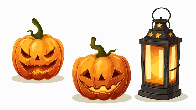 Funny Halloween Cartoon Pumpkin Lantern Icon