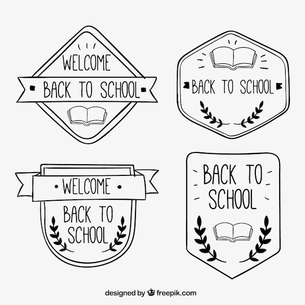 Vector funny hand drawn badges for back to school