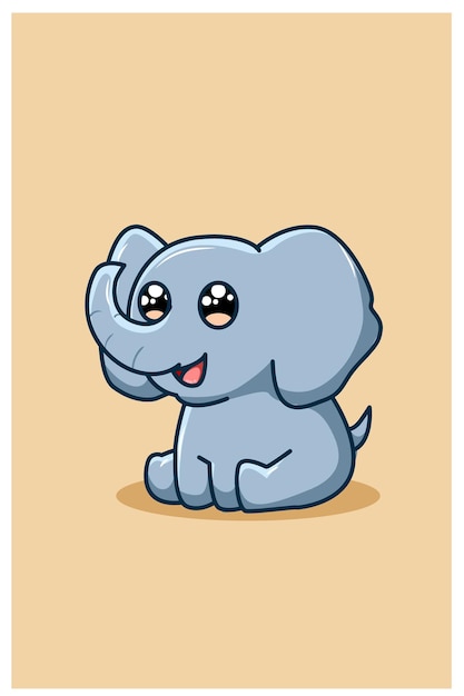 A funny and happy baby elephant cartoon 