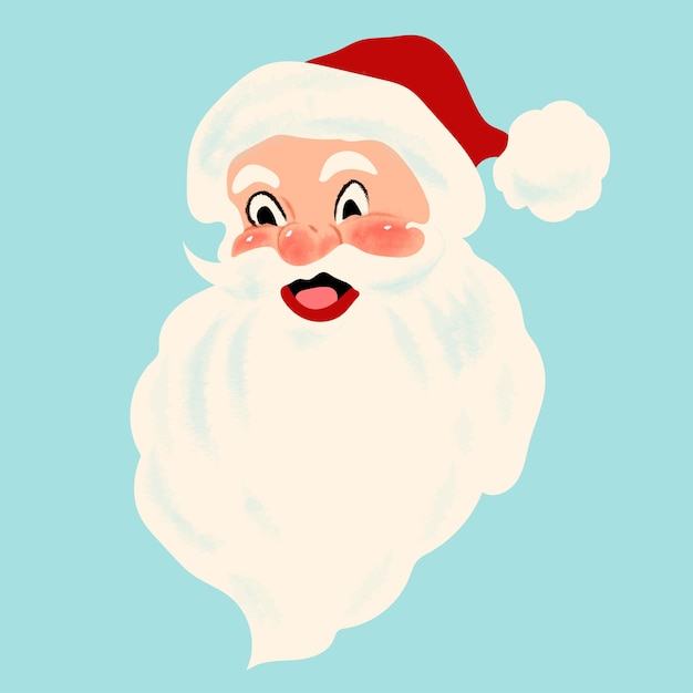 Funny happy Santa Claus character design.