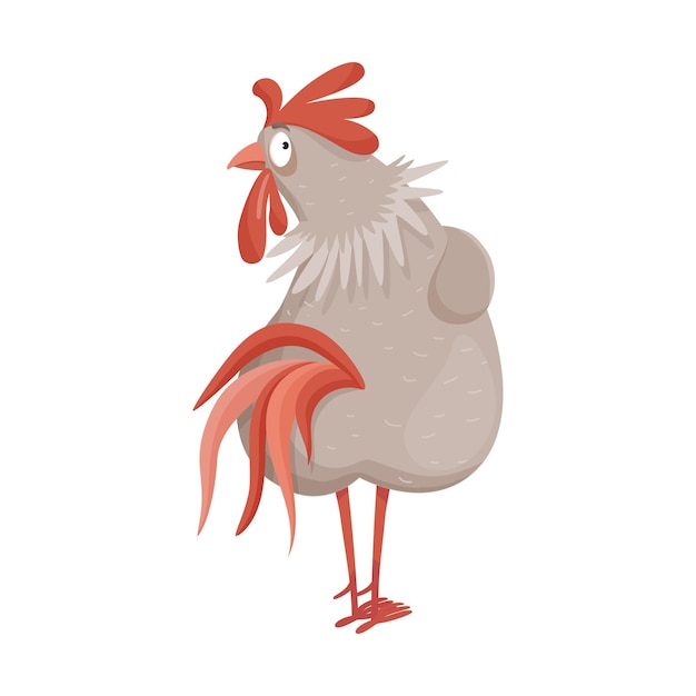 Funny hen and rooster