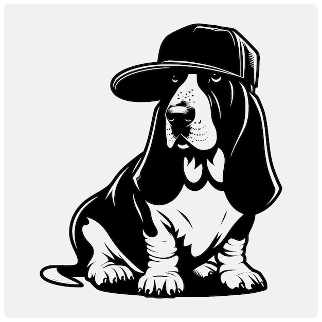 Vector funny hip hop basset hound dog svg file