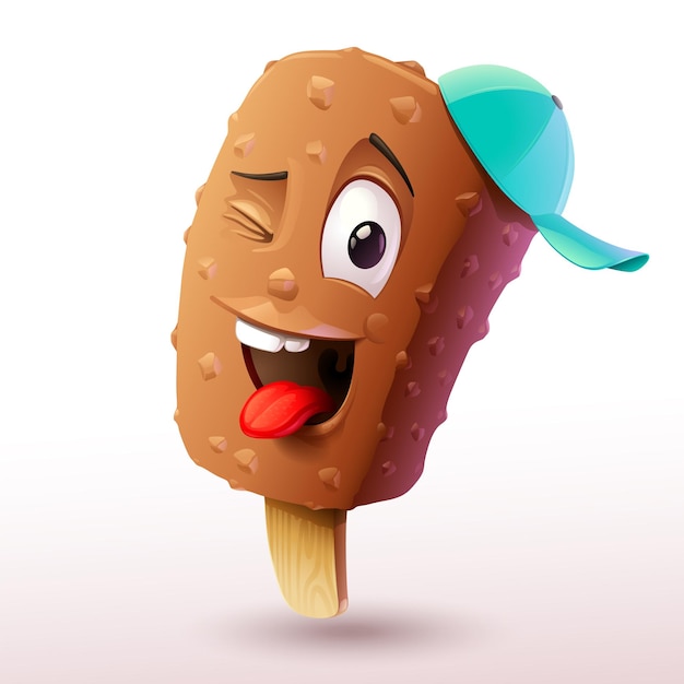 funny ice cream illustration showing tongue