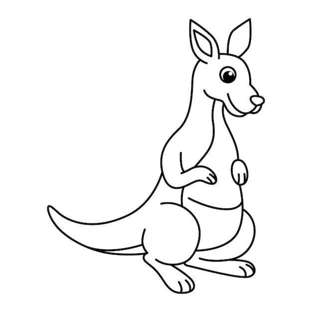 Funny kangaroo cartoon characters vector illustration For kids coloring book