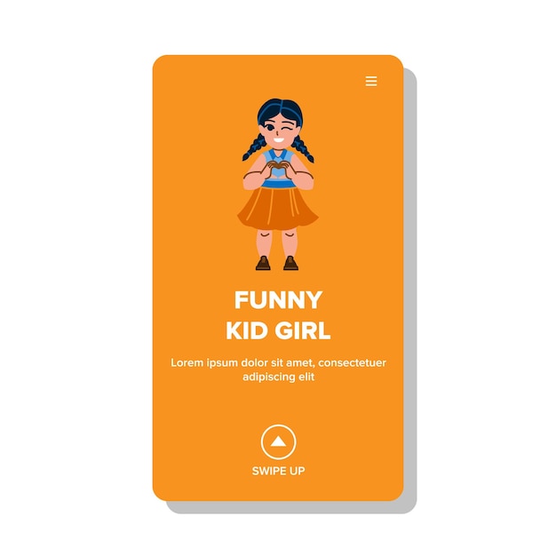 Funny kid girl vector