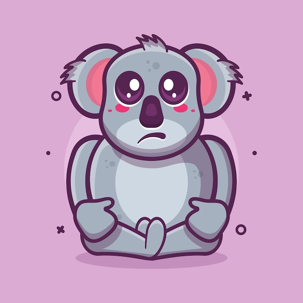 funny koala animal character mascot with sad expression isolated cartoon in flat style design