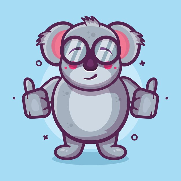 funny koala animal character mascot with thumb up hand gesture isolated cartoon in flat style design