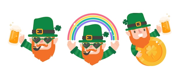 Funny leprechaun cartoon celebrating by drinking beer on Saint Patrick39s Day